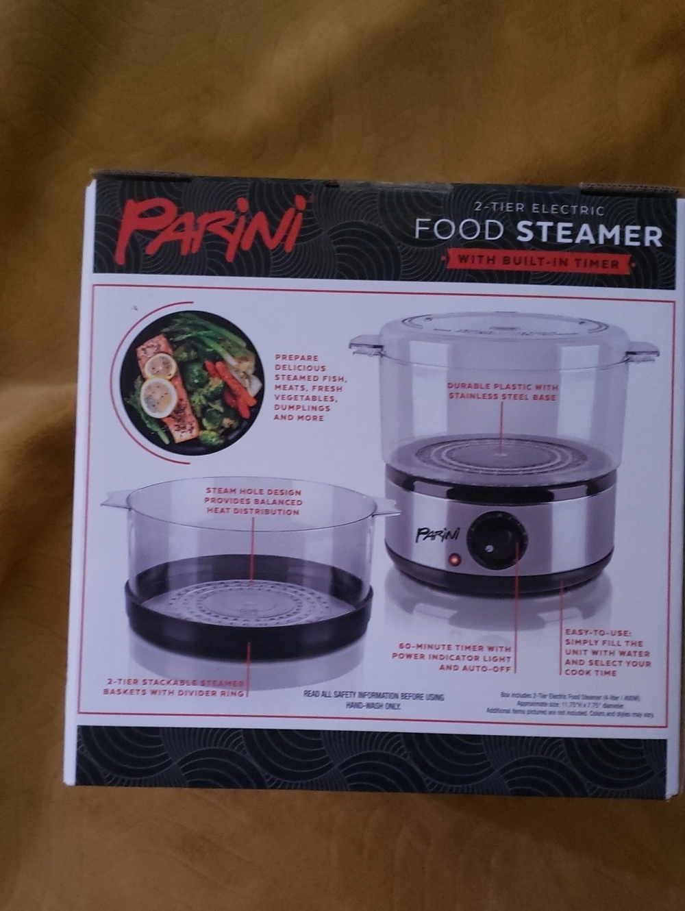 Electric 2-Tier Food Steamer in Clear/Silver